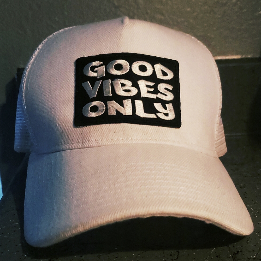 White "GOOD VIBES ONLY" Snap Back Hat